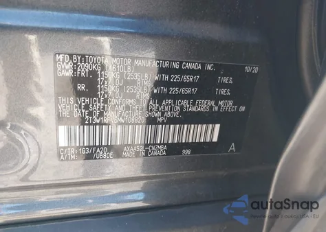 2021 Toyota Rav4 Xle из США, поврежденный, VIN 2T3W1RFV6MW108820